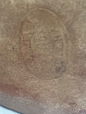 Antique leather doll boots, scalloped buttoned Victorian style, hand-painted toe