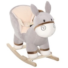 Plush Ride On Rocking Horse Donkey with Sound for 18 - 36 Months, Gray