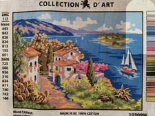 ￼ Collection D Art Printed needlepoint Tapestry Gobelin seacoast 40x50cm Rto