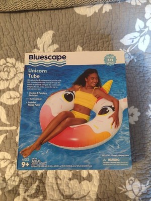Bluescape Inflatable Unicorn Tube Pool Float - Up to 220lbs NEW in Box 40'' x 49''