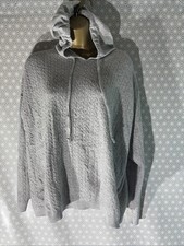 Papaya Jumper Plus Size Uk 20 Light Grey Cable Knit Hoodie Pullover Sweater Top