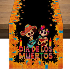 Mexican Day of the Dead Table Runner Mexico Dia De Los Muertos Sugar Skull Table