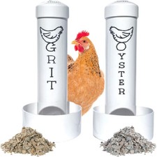 Chicken Oyster Shell Feeder and Grit Combo White