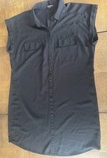 Express Black Short Sleeve Shirt Dress Button Up Size L Missing Belt