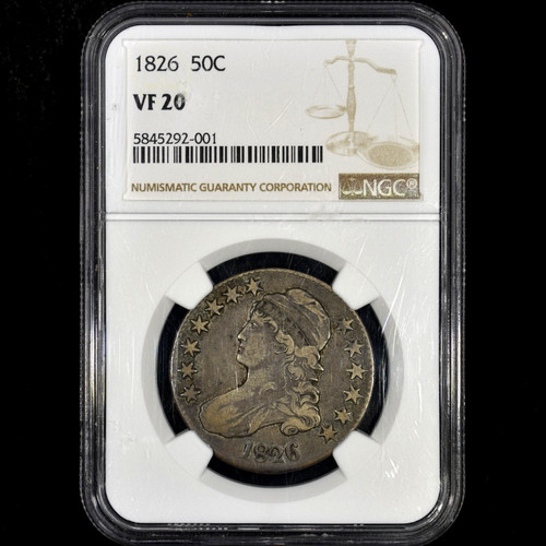 1826 CAPPED BUST HALF DOLLAR ✪ NGC VF-20 ✪ 50C COIN SILVER VERY FINE ◢TRUSTED◣