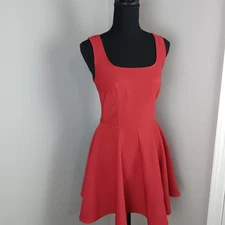Lulus Dress Womens Medium Red Fit And Flare Sleeveless Mini Made In USA Party
