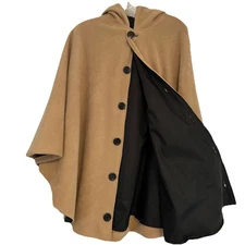 Collections Etc Reversible Women’s Button Up Cloak Hooded. A09-7