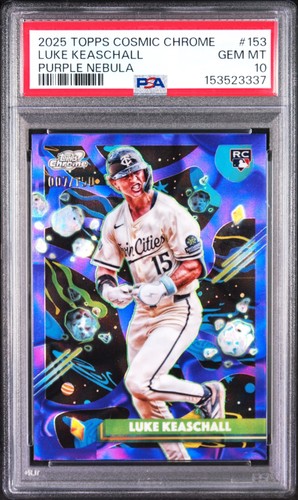 2025 Cosmic Chrome Luke Keaschall #153 Purple Nebula Refractor /150 PSA 10