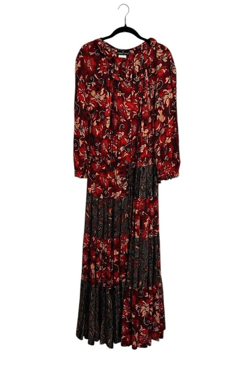 carole little maxi dress Vintage 90s Carole Little Maxi Dress Puff Sleeve Floral Boho Cottagecore  Size 3X