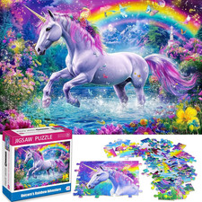100 Piece Puzzles for Kids Ages 4-6 6-8 Unicorn Rainbow Jigsaw Puzzles Kids Puzz
