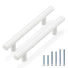 Probrico 10 Pack White Modern Kitchen Cabinet Pulls Drawer Handles Euro Round T 