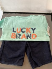 Lucky Brand 2 Piece Shirt And Shorts Set Aqua And Blue Signature Size 3