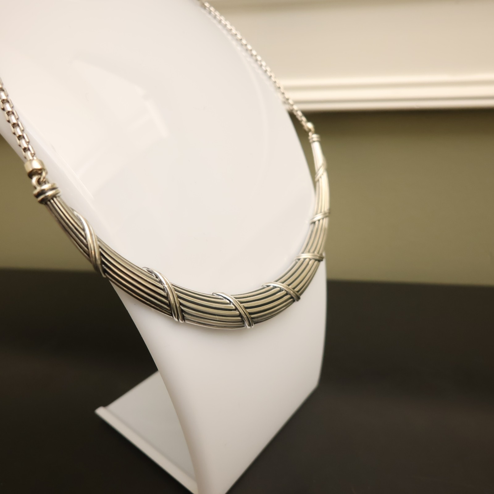 Peter Thomas Roth necklace Ribbon & Reed collar sterling silver 925 signed