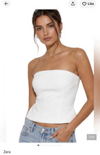 Zara White Strapless Solid Corset Top Bustier, Women s XS Regular