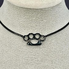 Collana girocollo nocca ottone acciaio inox nero alternativo