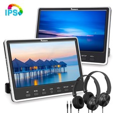 2x12" Auto Kopfstütze Monitor Rücksitz DVD Player HDMI USB Für Kinder+Kopfhörer