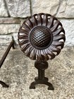 Antique Cast Iron Sunflower Andirons Cir 1895 Aesthetic Thomas Jeckyll Style — photo 7