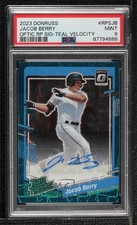 2023 Panini Donruss Teal Velocity Prizm 3/15 Jacob Berry PSA 9 MINT Auto 0s2w