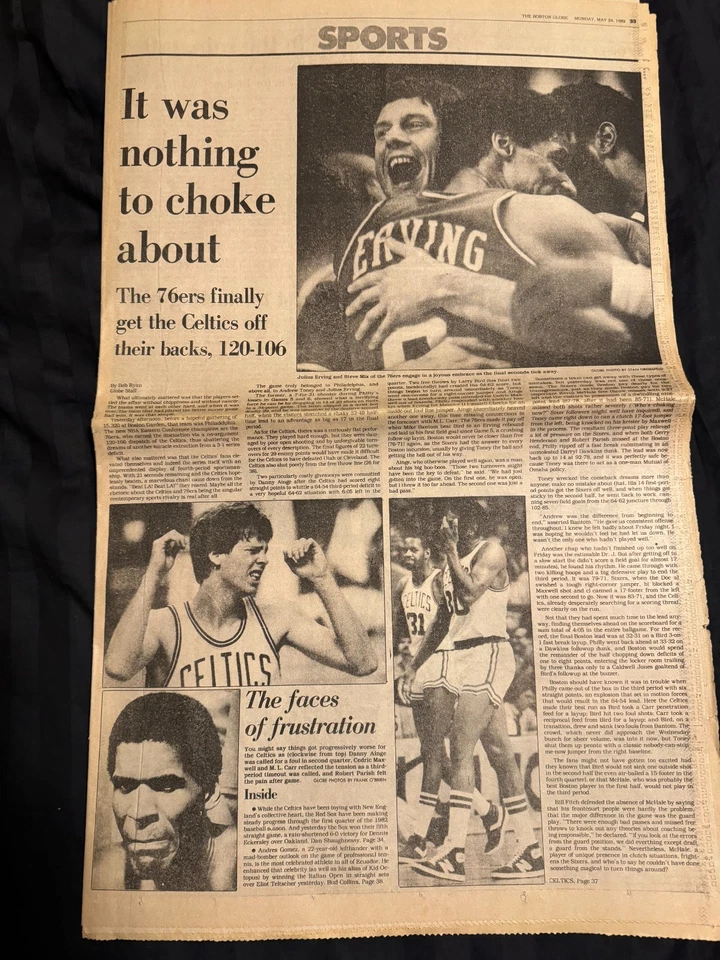 Boston Celtics vs. 76ers 1983 Larry Bird NBA Playoffs Juego 7 Boston Globe Sports Foto 2 de 2
