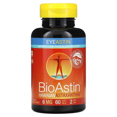 2 X  Nutrex Hawaii, BioAstin, EyeAstin, Hawaiian Astaxanthin, 60 Softgels