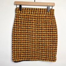 Vintage 90s Tweed Plaid Skirt Womens Small Boucl Twee Parisian Preppy Old Money
