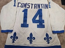 CHARLES CONSTANTIN 77'78 WHA Quebec Nordiques White Game Worn Jersey