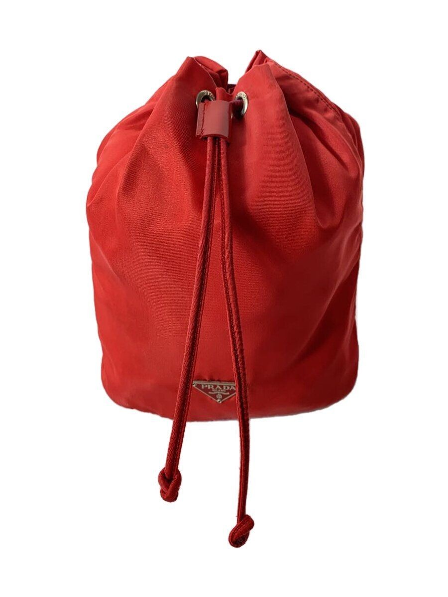PRADA Pouch Triangle Logo Drawstring Nylon Red Pl… - image 1
