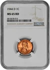 1944 D 1C Lincoln Wheat Cent NGC Graded MS 65 RD in New Holder
