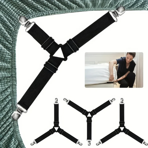 4 Pezzi Porta Lenzuola Triangolari Nero, Antiscivolo Pratici Articoli per la Casa - Foto 1 di 6