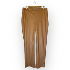 Asos Women's Faux Leather Crock Print Pant Size 12 Tan Nude Straight Leg Vegan