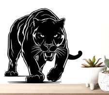 Black Panther Stalking Two 5" Indoor Removable Black Vinyl Decal Tablet Wall