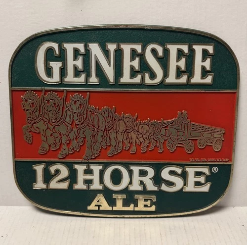 Vintage Genesee 12 Horse Ale Beer Sign Plastic Wall Hanging Breweriana Mancave