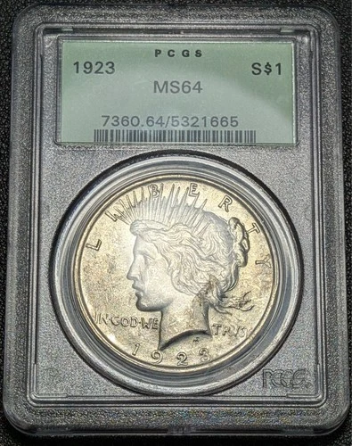 1923 Peace Silver Dollar $1 PCGS OGH MS64 - Old Glory C&C Daily 1c Auction!