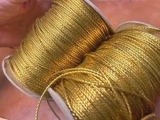 vintage metallic twisted cord 1/16" gold or silver 3yds spun cotton France