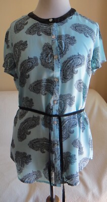 Gloria Jeans blouse faux leather trim Sz. 6