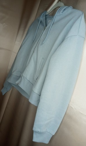 Refuge Athletics Baby Blue Crop Top Hoodie Zip Sweatshirt Jacket NEW - Jr. S/P - Picture 2 of 7