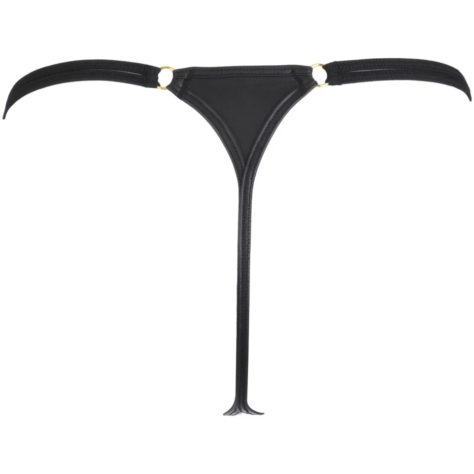 Sexy Axami Damen String-Tanga aus Kunstleder Schwarz #UW473 - Bild 4 von 4