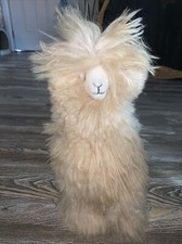 Peru Inspired Jumbo Alpaca Plush Real Alpaca Fur 16  Tall Tan Fawn Color