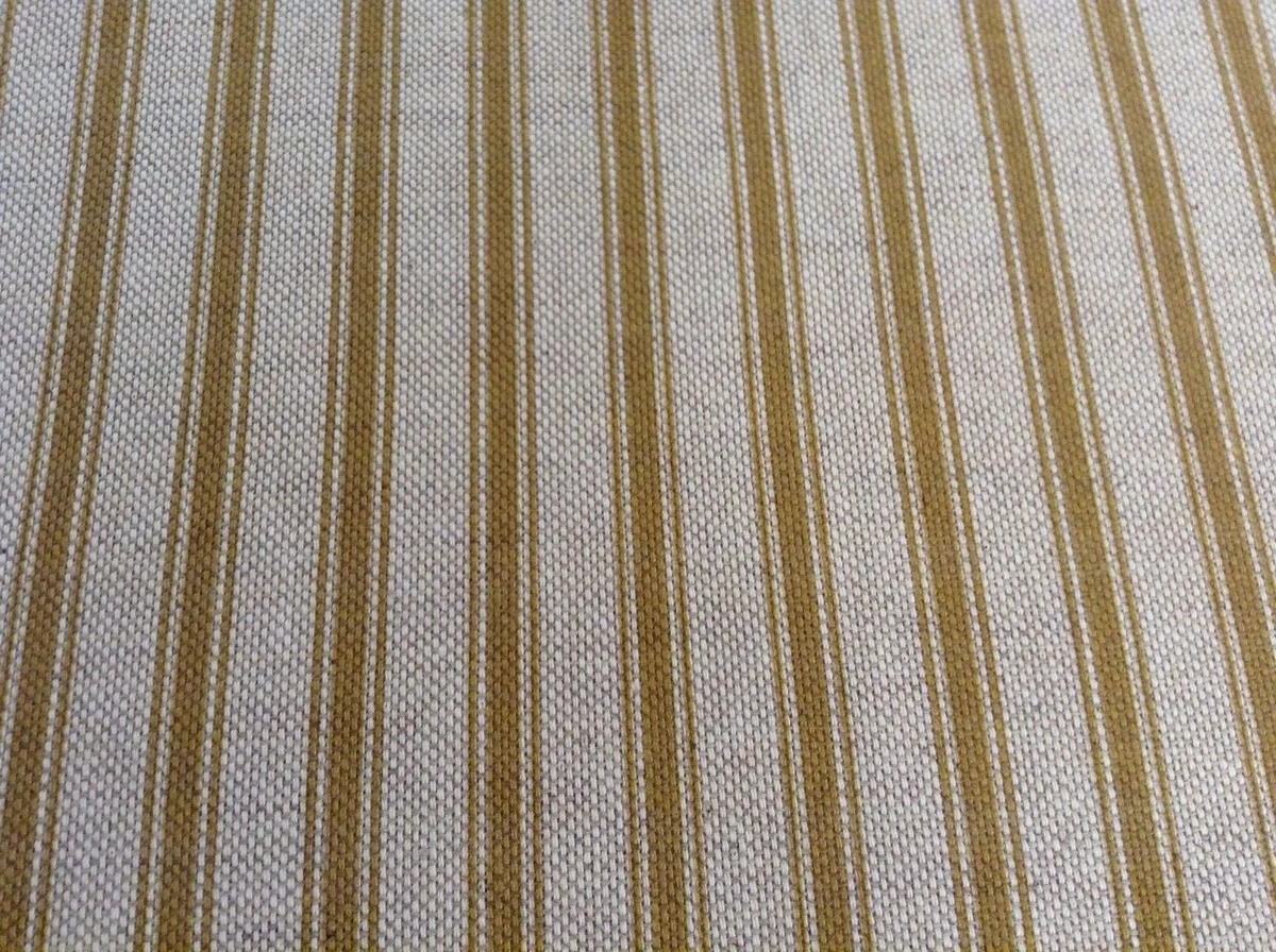 Fabric Linen Fabric Ticking Stripe Ochre Yellow Curtain Blind Upholstery