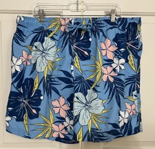 NWT George size XL 40-42 blue yellow pink floral swim trunks mens