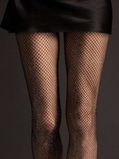 Glitzer Netzstrumpfhose 40DEN Gr.S,M,L schwarz silber kleines Netz Fishnet