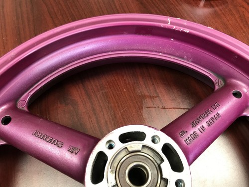 OEM Suzuki GSXR 750 GSX-R 750W 93 94 95 Front Rim Wheel w/ Axle Purple STRAIGHT - Picture 3 of 11
