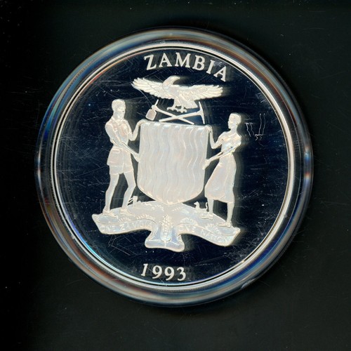 Zambia 250 Kwacha 1993 African Fish Eagles PROOF Silver Coin KM 34 Large Size - Picture 2 of 2