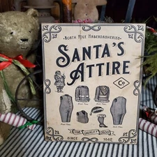 PRIMITIVE VICTORIAN VINTAGE OLD STYLE CHRISTMAS SANTA SUIT 1862 COMPANY SIGN