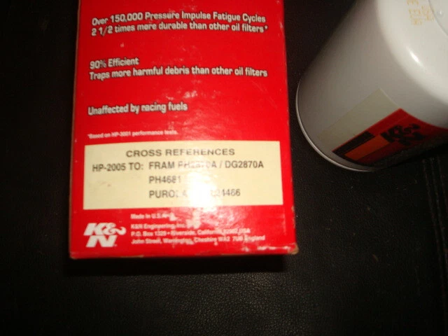 Cantidad 2 K&N HP-2005 Llave-OFF e Filtro de Aceite Dorado, Nuevo en Caja, KN VW Audi Ford Ibiza Foto 3 de 4