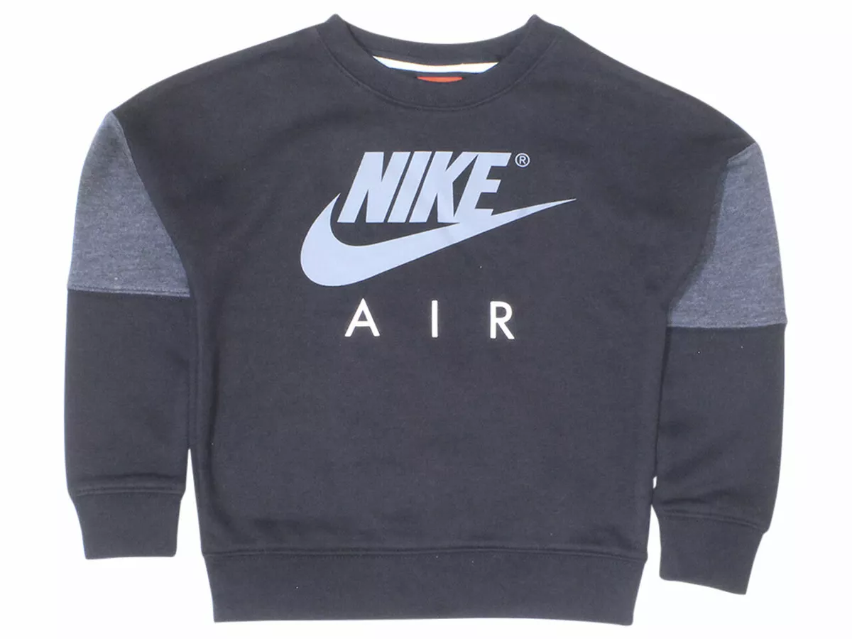 Nike Little Boy s Logo Crew Neck Fleece Sweatshirt Pullover Black