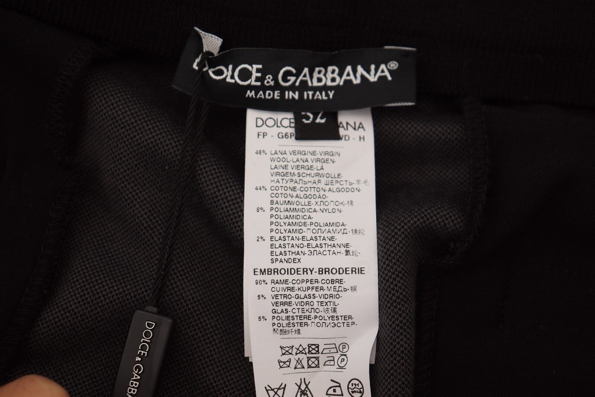 DOLCE & GABBANA Pants Black Wool Horseshoe Jogger Trouser DOLCE & GABBANA Pants Black Wool Horseshoe Jogger Trouser