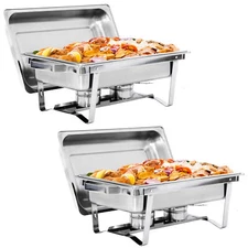 2 Pack 8QT Chafing Dish Food Warmer Stainless Steel Buffet Chafer W/Foldable Leg