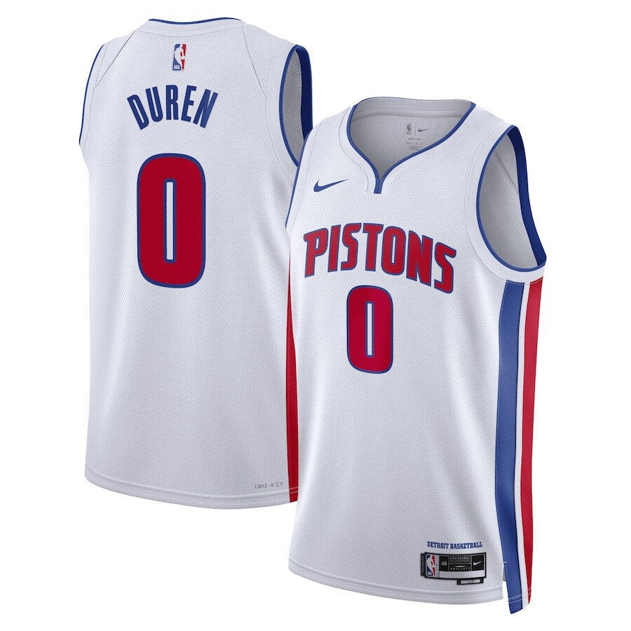 DETROIT PISTONS nike NBA。 Detroit Pistons Jalen Duren #0 Nike White Swingman Jersey
