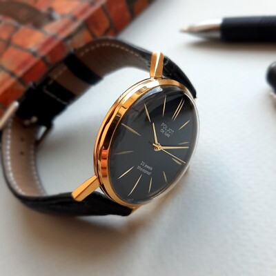Minimalist wrist watch Poljot de luxe mechanical watch classic slim watch